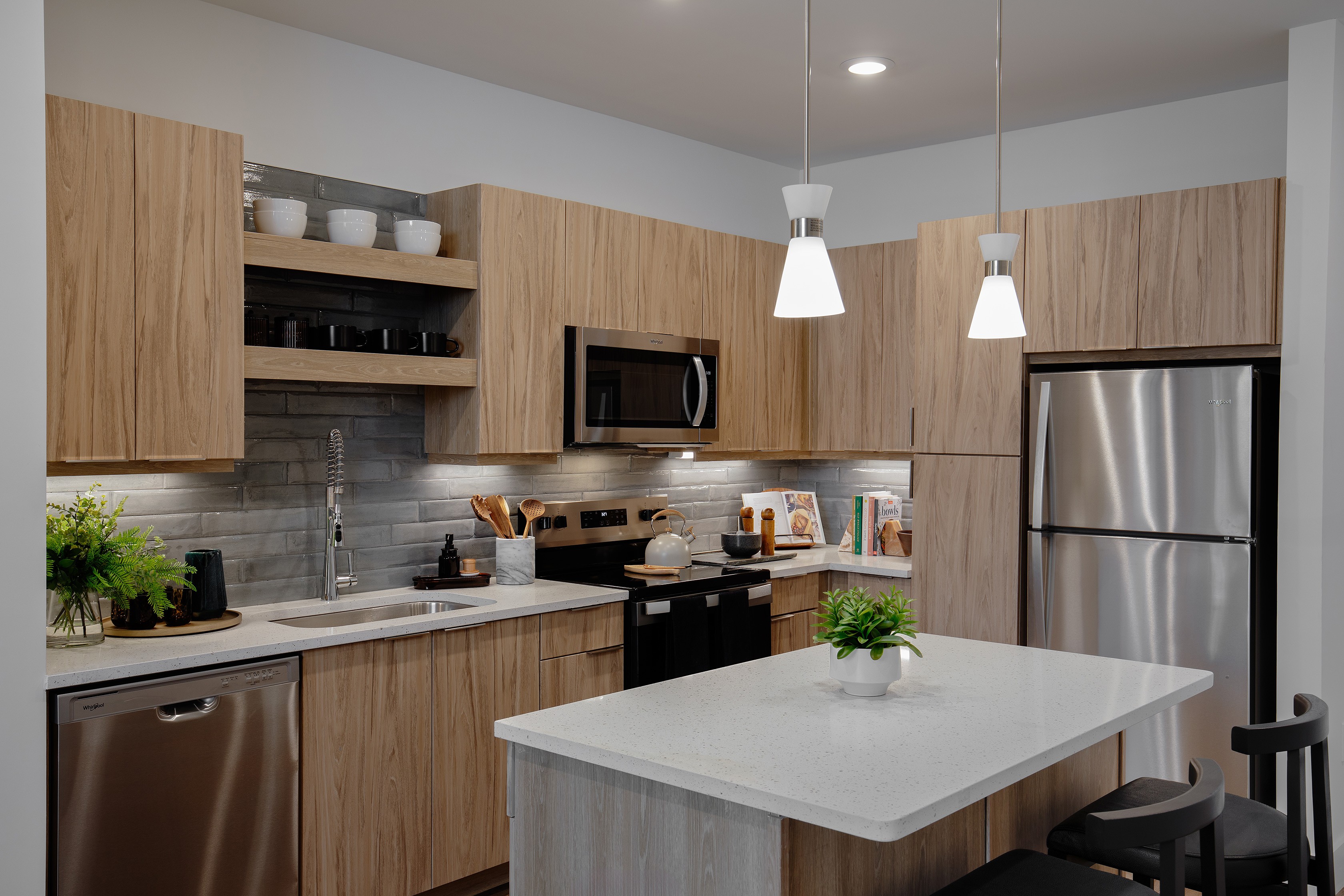 Honey Design Kitchen Side View at The Edley in Atlanta GA